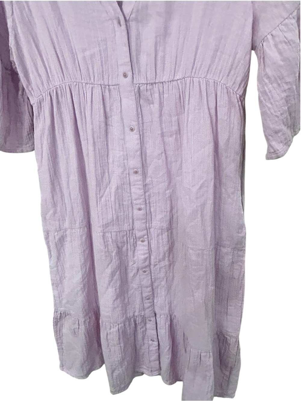 Pact Midi Dress Sz M Tiered Button-Front Flowy Organic Cotton Cottagecore Boho - Picture 8 of 14